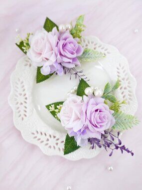 Corsage and Boutonniere Set for Prom Homecoming Wedding Party Dance Purple